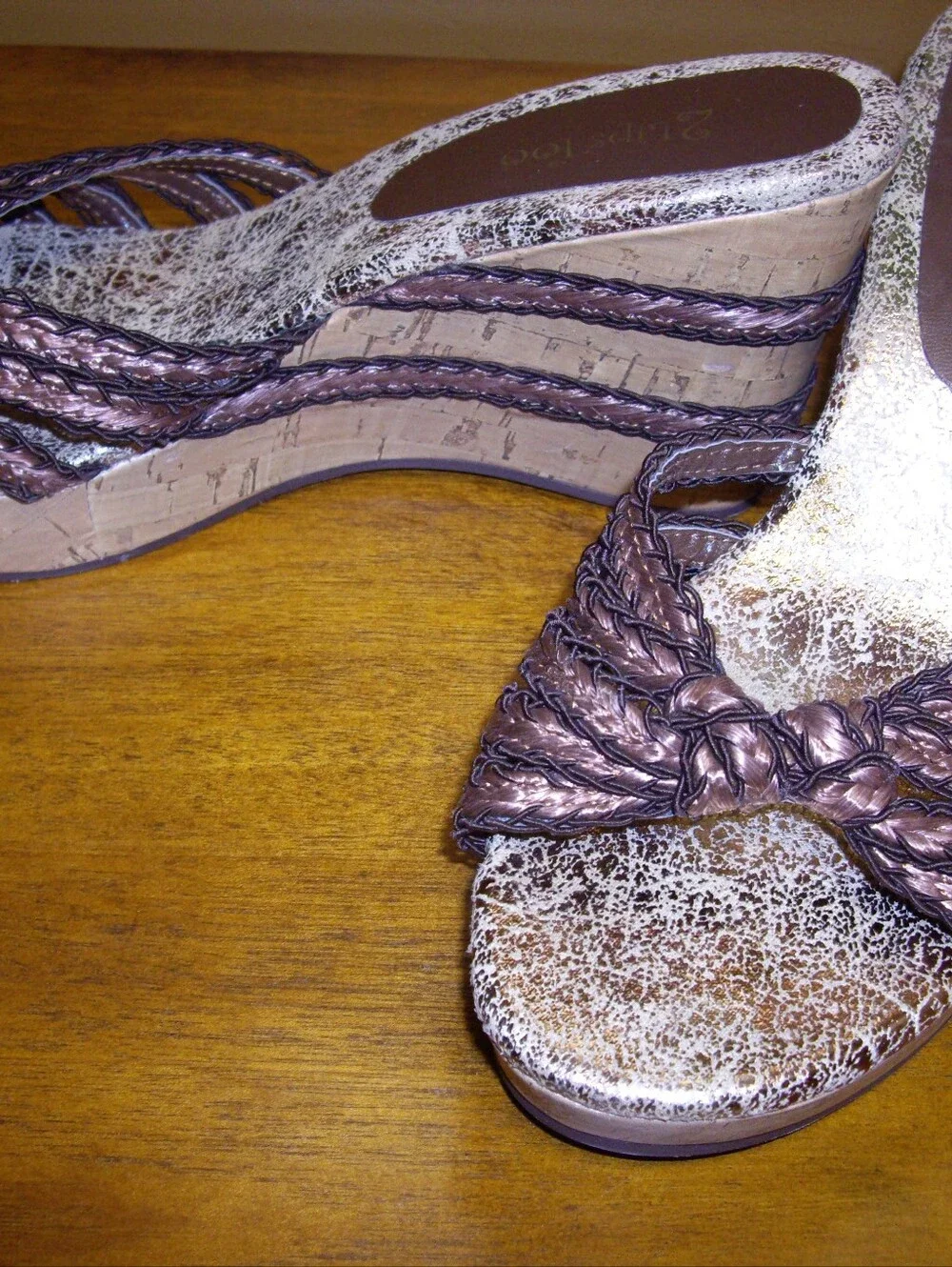 2 Lips Too Metallic Bronze Braided Wedge Mules